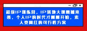 超级IP训练营，IP落地大课震撼来袭，个人IP的时代才刚刚开始，素人变网红的可行性方案-KJ分享