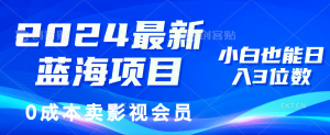 2024最新蓝海项目，0成本卖影视会员，小白也能日入3位数-KJ分享