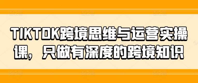 TIKTOK跨境思维与运营实操课,只做有深度的跨境知识-KJ分享