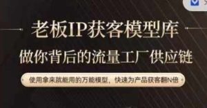 老板IP流量供应链,动作越少,账号越好,使用拿来就能用的万能模型,快速为产品获客翻N倍-KJ分享