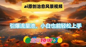 ai原创治愈风景视频，引爆流量池，小白也能轻松上手，篇篇10w+【揭秘】-KJ分享