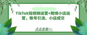 TikTok短视频运营+跨境小店运营，账号引流、小店成交-KJ分享