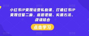 小红书IP变现运营私教课，打通红书IP变现任督二脉，底层逻辑、实操方法、战训结合-KJ分享