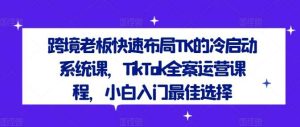跨境老板快速布局TK的冷启动系统课，TikTok全案运营课程，小白入门最佳选择-KJ分享