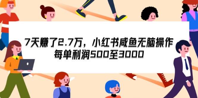 7天收了2.7万，小红书咸鱼无脑操作，每单利润500至3000-KJ分享
