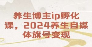 养生博主ip孵化课，2024养生自媒体旗号变现-KJ分享