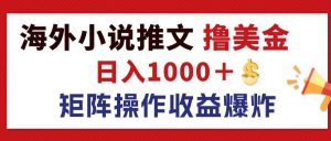 最新海外小说推文撸美金,日入1000+ 蓝海市场,矩阵放大收益爆炸-KJ分享