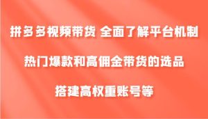 拼多多视频带货 全面了解平台机制、热门爆款和高佣金带货的选品,搭建高权重账号等-KJ分享