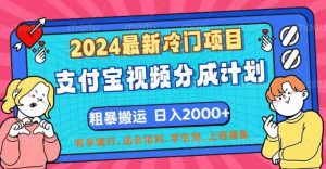 2024最新冷门项目！支付宝视频分成计划，直接粗暴搬运，日入2000+，有…-KJ分享