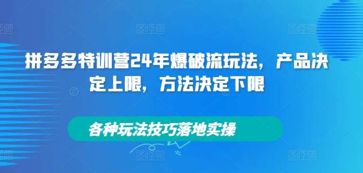 拼多多特训营24年爆破流玩法，产品决定上限，方法决定下限，各种玩法技巧落地实操-KJ分享