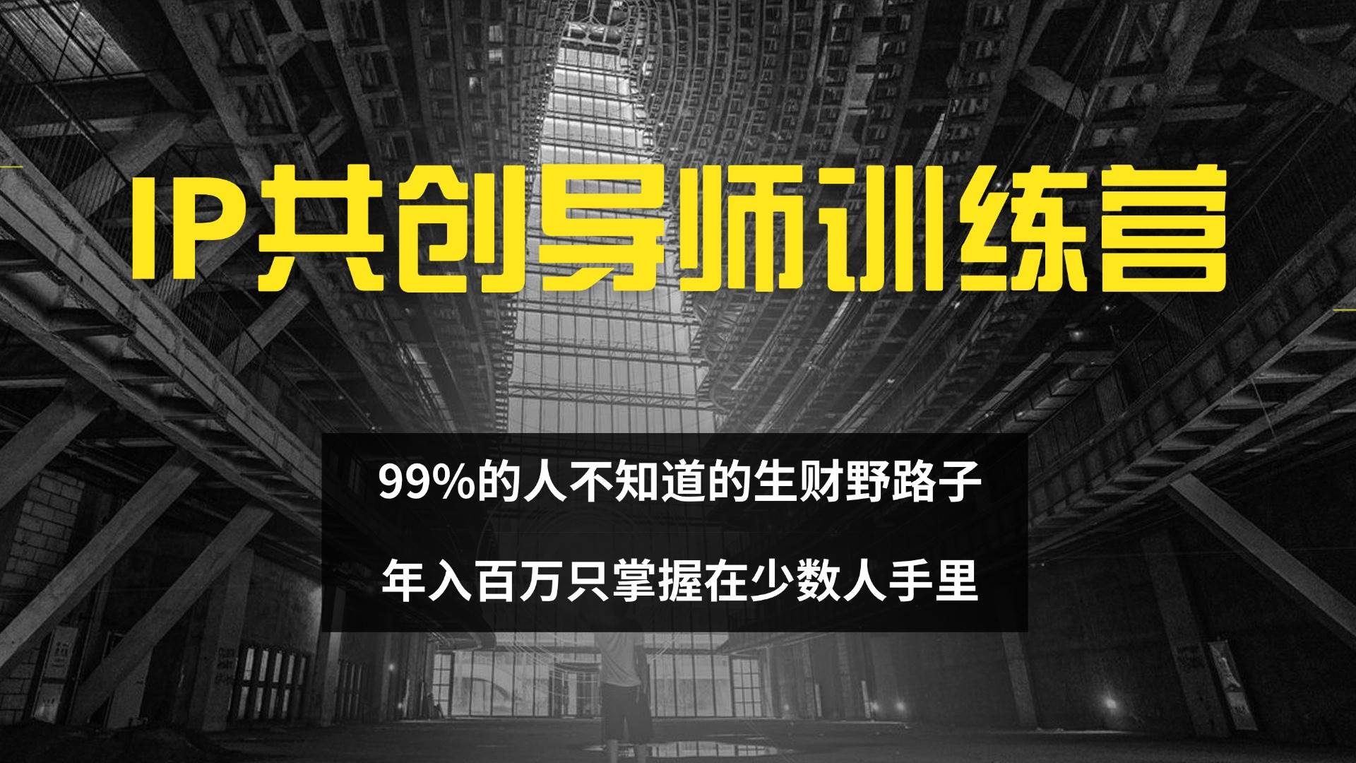 IP共创导师训练营 99%的人不知道的生财野路子 只掌握在少数人手里-KJ分享