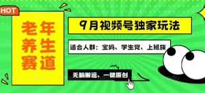 视频号最新玩法，老年养生赛道一键原创，多种变现渠道，可批量操作，日…-KJ分享