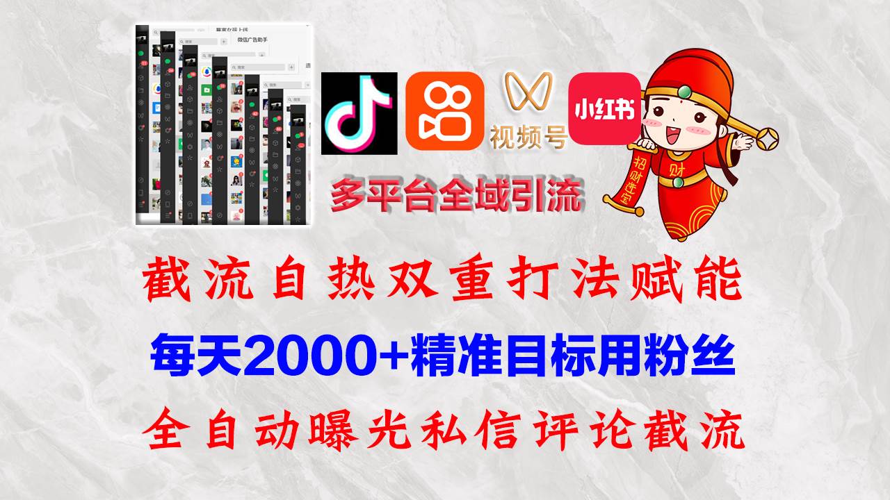 快手，抖音，小红书，视频号多平台全自动引流获客系统 精准全域引流，…-KJ分享