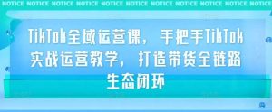 TikTok全域运营课，手把手TikTok实战运营教学，打造带货全链路生态闭环-KJ分享