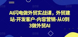 AI闪电做外贸实战课，​外贸建站-开发客户-内容营销-从0到3做外贸AI（更新）-KJ分享