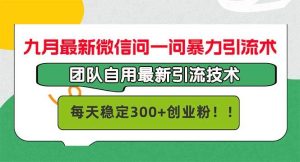 九月最新微信问一问暴力引流术,团队自用引流术,每天稳定300+创…-KJ分享