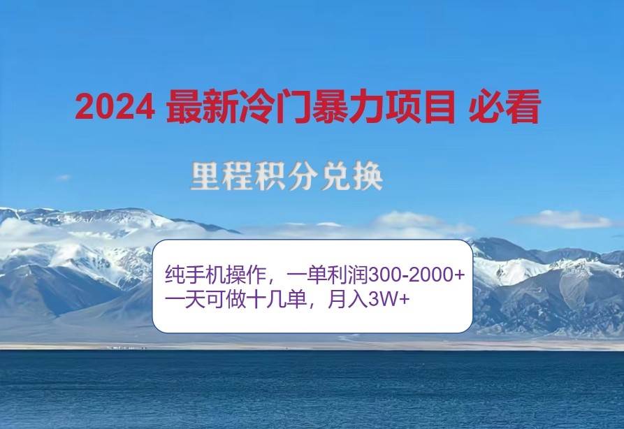 2024惊爆冷门暴利，里程积分最新玩法，高爆发期，一单300+—2000+-KJ分享