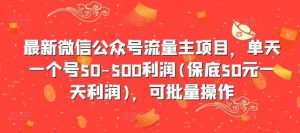 最新微信公众号流量主项目，单天一个号50-500利润(保底50元一天利润)，可批量操作-KJ分享