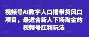 视频号AI数字人口播带货风口项目，最适合新人下场淘金的视频号红利玩法-KJ分享