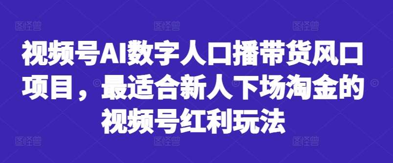 视频号AI数字人口播带货风口项目，最适合新人下场淘金的视频号红利玩法-KJ分享