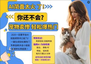 小红书AI宠物卖惨打工项目，一键生成轻松爆热门，专撩温柔多金小姐姐，私域转化率超高-KJ分享