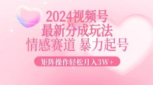 2024最新视频号分成玩法，情感赛道，暴力起号，矩阵操作轻松月入3W+-KJ分享