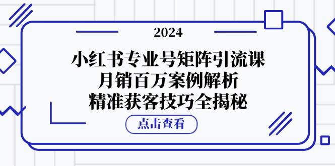 小红书专业号矩阵引流课，月销百万案例解析，精准获客技巧全揭秘-KJ分享