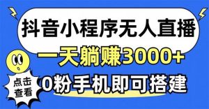 抖音小程序无人直播,一天躺赚3000+,0粉手机可搭建,不违规不限流,小…-KJ分享