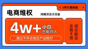 网赚项目天花板电商购物维权月收入稳定4w+独家玩法小白也能上手-KJ分享