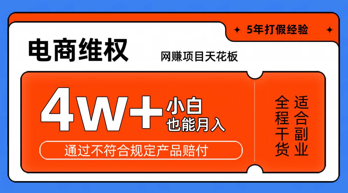 网赚项目天花板电商购物维权月收入稳定4w+独家玩法小白也能上手-KJ分享