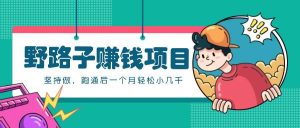 一个人就能操作的野路子赚钱项目，零成本零门槛坚持做，跑通后一个月小几千！-KJ分享