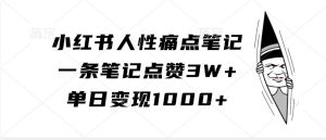 小红书人性痛点笔记,一条笔记点赞3W+,单日变现1000+-KJ分享