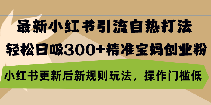 最新小红书引流自热打法，轻松日吸300+精准宝妈创业粉，小红书更新后新…-KJ分享