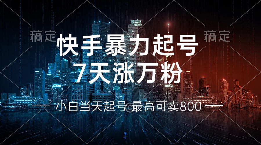 快手暴力起号,7天涨万粉,小白当天起号 多种变现方式,账号回收,单月…-KJ分享