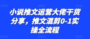 小说推文运营大佬干货分享，推文混剪0-1实操全流程-KJ分享