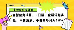2024年下半年新风口，支付宝分成计划项目玩法，轻松月入1w+-KJ分享