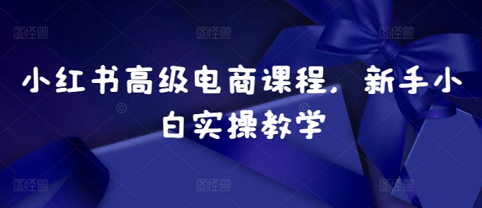 小红书高级电商课程,新手小白实操教学-KJ分享
