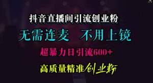 抖音直播间引流创业粉，无需连麦、无需上镜，超暴力日引流600+高质量精准创业粉-KJ分享