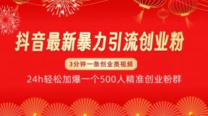 抖音最新暴力引流创业粉，24h轻松加爆一个500人精准创业粉群【揭秘】-KJ分享
