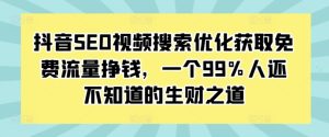 抖音SEO视频搜索优化获取免费流量挣钱，一个99%人还不知道的生财之道-KJ分享