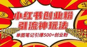 小红书创业粉引流神玩法，单图笔记引爆500+精准创业粉丝，私信狂潮接连不断-KJ分享