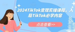 2024TikTok变现实操课程，入局TikTok必学内容-KJ分享