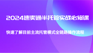 2024速卖通半托管从0到1实战必修课，帮助你快速了解目前主流托管模式全链路操作流程-KJ分享