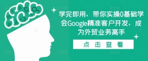 学完即用，带你实操0基础学会Google精准客户开发，成为外贸业务高手-KJ分享