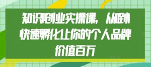 知识IP创业实操课，从0到1快速孵化让你的个人品牌价值百万-KJ分享