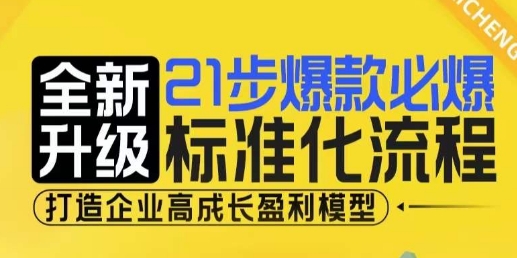 21步爆款必爆标准化流程，全新升级，打造企业高成长盈利模型-KJ分享