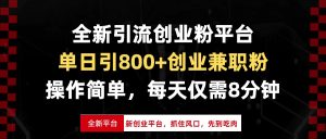 全新引流创业粉平台,单日引800+创业兼职粉,抓住风口先到吃肉,每天仅…-KJ分享