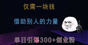 仅需一块钱，借助别人的力量，单日引爆300+创业粉、兼职粉-KJ分享