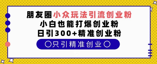 朋友圈小众玩法引流创业粉，小白也能打爆创业粉，日引300+精准创业粉-KJ分享