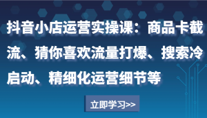 抖音小店运营实操课：商品卡截流、猜你喜欢流量打爆、搜索冷启动、精细化运营细节等-KJ分享